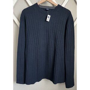 NWT! Vintage GAP Men's XXL Crew Neck Cotton Sweater Hong Kong - Navy Blue